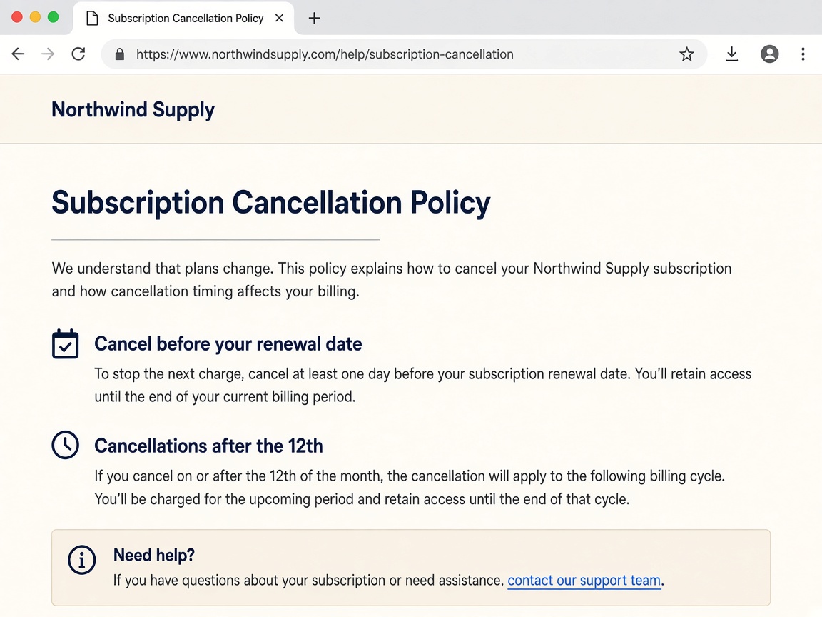 Demo Subscription Cancellation Policy