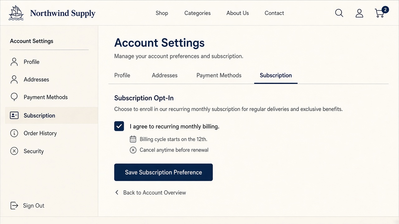 Demo Subscription Opt-in Checkbox